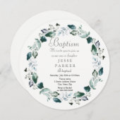 Invitation Feuille verte blanche couronne garçon fille Invita (Devant / Derrière)