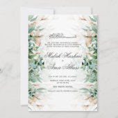 Invitation Feuille verte Floral Mariage musulman islamique (Devant)