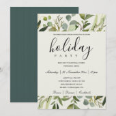 INVITATION FEUILLE VERTE OR FEUILLAGE FÊTE DE FIN D'ANNÉE D'E (Devant / Derrière)