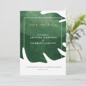 Invitation Feuille verte tropicaleEnregistrer la date (Debout devant)