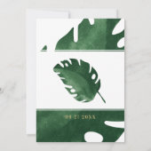 Invitation Feuille verte tropicaleEnregistrer la date (Dos)