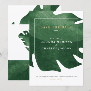 Invitation Feuille verte tropicaleEnregistrer la date