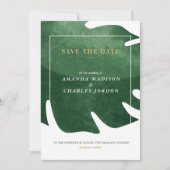 Invitation Feuille verte tropicaleEnregistrez la date (Devant)