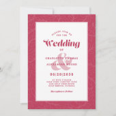 Invitation Feuilles Abstraits modernes | Blanc rouge magenta (Devant)