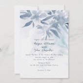 Invitation Feuilles Aquarelle bleu doux (Devant)