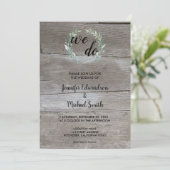 Invitation Feuilles aquarelle sur bois Nous faisons Mariage p (Debout devant)