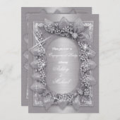 Invitation feuilles argent métallisé luxe chic mode (Devant / Derrière)