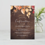 Invitation Feuilles automnales | Confirmation de bois Brown r (Debout devant)