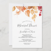 Invitation Feuilles automnales | Dîner de répétition blanc et (Devant)