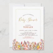 Invitation Feuilles automnales et Baby shower or / Saupoudrer (Devant)