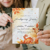 Invitation Feuilles automnales et Turquie Thanksgiving rouge