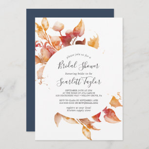 Invitation Feuilles automnales   Fête des mariées blanche et 