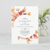 Invitation Feuilles automnales | Mariage Décontracté blanc et (Debout devant)