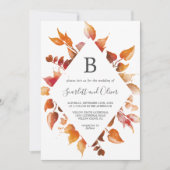 Invitation Feuilles automnales | Mariage diamant blanc et bor (Devant)