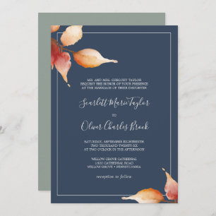 Invitation Feuilles automnales   Mariage officiel de la Marin