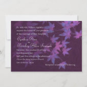 Invitation Feuilles automnales mariages en violet et rose (Devant)
