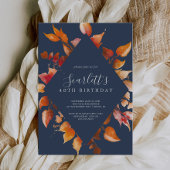 Invitation Feuilles automnales | Marine Bleue & Bourgogne 40e
