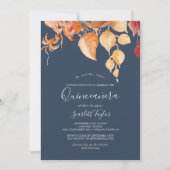 Invitation Feuilles automnales | Navy Blue & Burgundy Quincea (Devant)