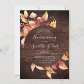 Invitation Feuilles automnales | Rustic Brown Wood Houseécher (Devant)