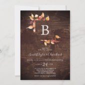Invitation Feuilles automnales | Rustique Brown Mariage de mo (Devant)