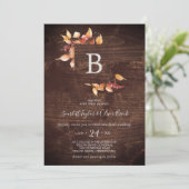 Invitation Feuilles automnales | Rustique Brown Mariage de mo (Debout devant)