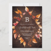 Invitation Feuilles automnales | Rustique Brown Mariage diama (Devant)