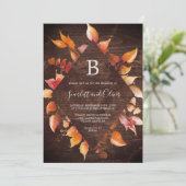 Invitation Feuilles automnales | Rustique Brown Mariage diama (Debout devant)