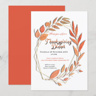 Invitation Feuilles Automne Bordure Cadre géométrique Thanksg