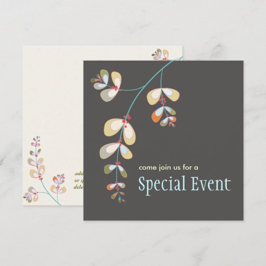 Invitation Feuilles Bijoux (Devant / Derrière)