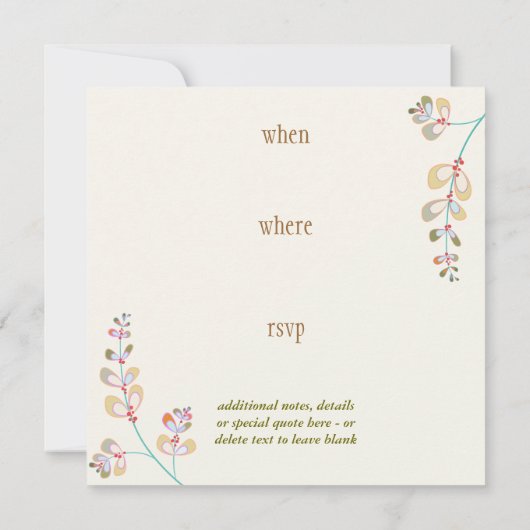 Invitation Feuilles Bijoux (Dos)