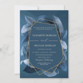 Invitation Feuilles Bleues Célébrité Dorée Été (Devant)