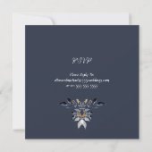 Invitation Feuilles bleus avec Mariage or (Dos)