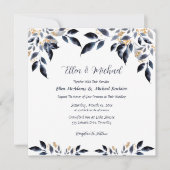 Invitation Feuilles bleus avec Mariage or (Devant)