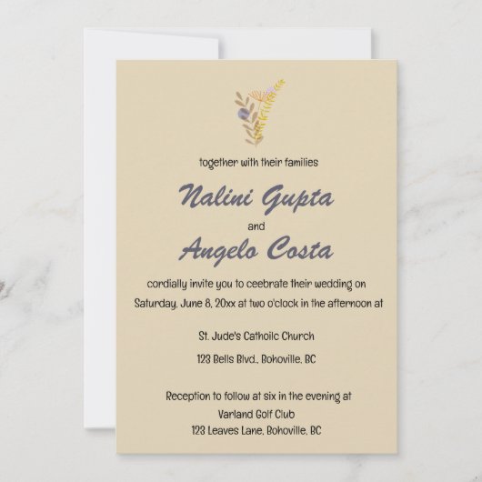 Invitation Feuilles Boho minimalistes modifiables (Devant)