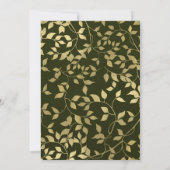 Invitation Feuilles botaniques en feuille de faux or vert et  (Dos)