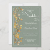 Invitation Feuilles botaniques Jade Photo Monogramme Mariage  (Devant)