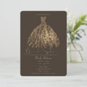 Invitation Feuilles Botaniques Marron Bronze Robe de Shower d (Debout devant)