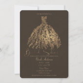 Invitation Feuilles Botaniques Marron Bronze Robe de Shower d (Devant)