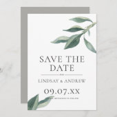 Invitation Feuilles botaniques modernes Enregistrer la date A (Devant / Derrière)