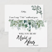 Invitation Feuilles Botaniques Seras-Tu Ma Demoiselle D'Honne (Devant / Derrière)