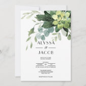 Invitation Feuilles botaniques, succulents et eucalyptus (Devant)