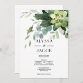 Invitation Feuilles botaniques, succulents et eucalyptus (Devant / Derrière)