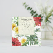 Invitation Feuilles botaniques tropicaux et fleurs Floral Alo (Debout devant)