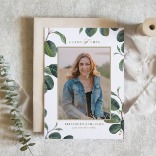 Invitation Feuilles Botaniques Vintage Blanches Photo de Remi