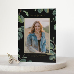 Invitation Feuilles botaniques vintages - Photo noire