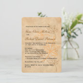 Invitation Feuilles Brown de Parchment Orange Mariage de auto (Debout devant)