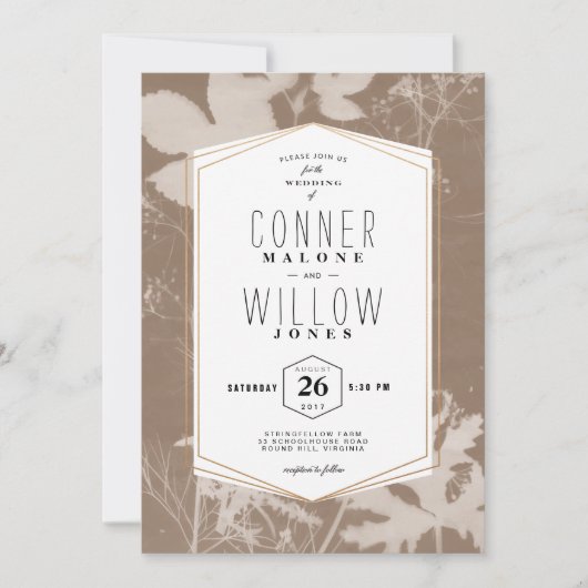 Invitation Feuilles Brown rustiques, automne, automne (Devant)