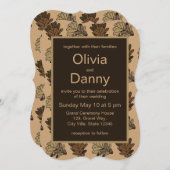 Invitation Feuilles chêne Automne Mariage naturel (Devant / Derrière)