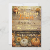 Invitation Feuilles Citrouille d'automne sur Russe Wood Thank (Devant)