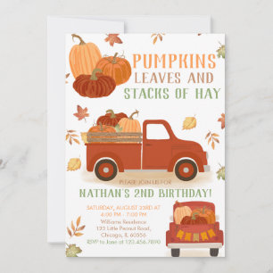 Invitation Feuilles citrouille et piles de foin